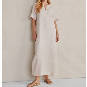 Haven Well Within Linen Caftan Maxi Dress Euro Summer Minimalist Coastal L